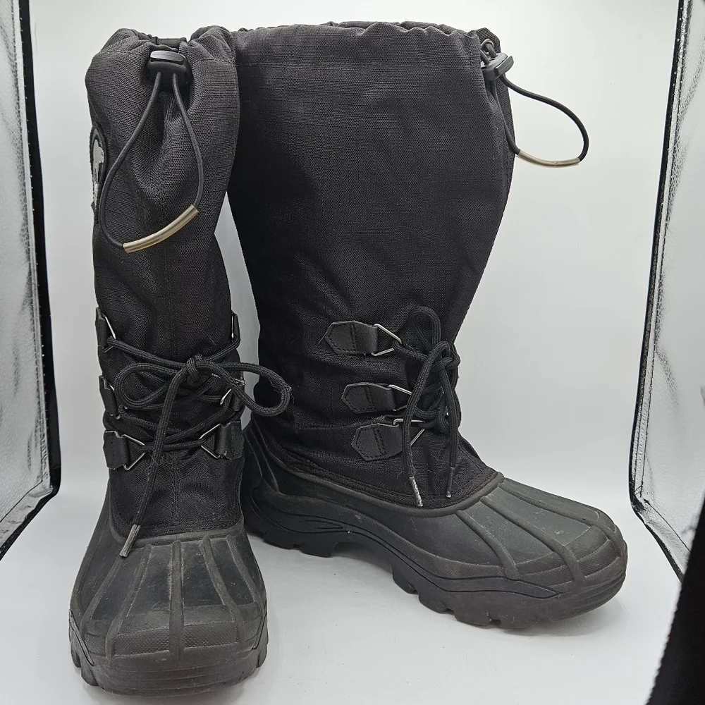 SOREL Kaufman Black Insulated Waterproof Glacier Winter Snow Boots size 8